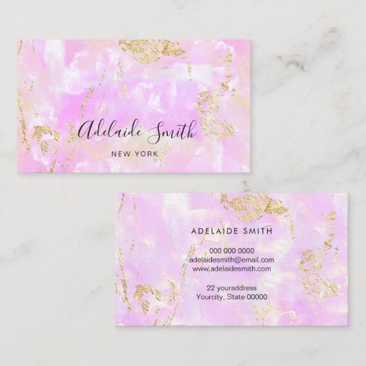 Carte De Visite texture opale rose (Devant / Derrière)