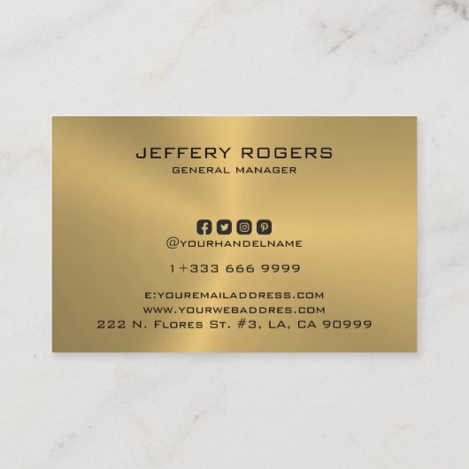 Carte De Visite Texture or métallique simple (Dos)