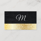 Carte De Visite Texture or | Velours noir avec Monogramme (Devant)