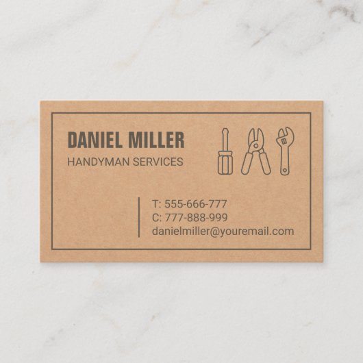Carte de visite texture outils de bricolage (Devant)