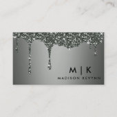 Carte De Visite Texture Parties scintillant gris argenté (Devant)