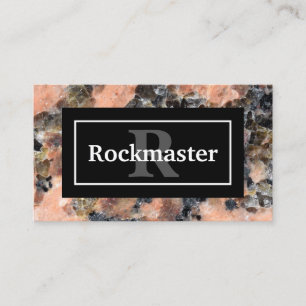 Carte De Visite Texture rocheuse en granit rose avec nom et monogr