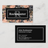 Carte De Visite Texture rocheuse en granit rose avec nom et monogr (Devant / Derrière)