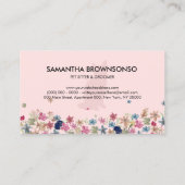 Carte De Visite Texture rose Fleur Chat Animal assis (Dos)