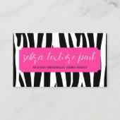 Carte De Visite Texture rose noire simple Patter Zebra (Devant)
