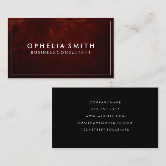 Carte De Visite Texture rouge | Bordure blanche classique (Devant / Derrière)