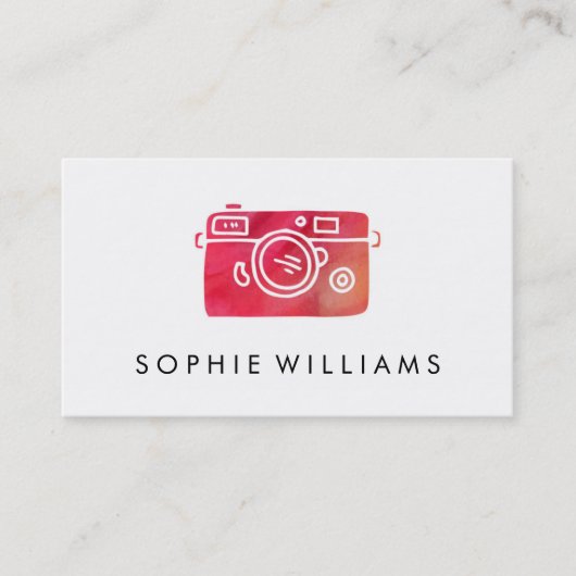 Carte De Visite Texture rouge d'aquarelle de photographie moderne (Devant)