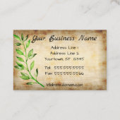 Carte De Visite Texture rustique avec Feuilles et fleurs (Dos)