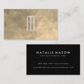 Carte De Visite Texture Sepia Aquarelle Monogramme (Devant / Derrière)