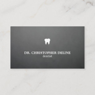 Carte De Visite Texture simple Gris Blanc Dents Logo Dentiste