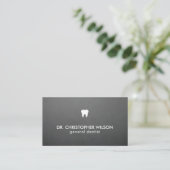 Carte De Visite Texture simple Gris Blanc Dents Logo Dentiste (Debout devant)