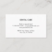 Carte De Visite Texture simple Gris Blanc Dents Logo Dentiste (Dos)