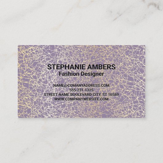 Carte De Visite Texture violette et or | Moderne (Dos)