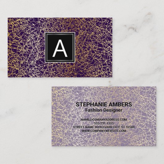 Carte De Visite Texture violette et or | Moderne (Devant / Derrière)