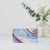 Carte De Visite Textures d'agate d'or pourpre et bleu marbre (Debout devant)