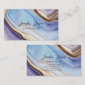 Carte De Visite Textures d'agate d'or pourpre et bleu marbre (Devant / Derrière)