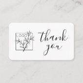 Carte De Visite Thank You Custom Logo Modern Script White (Devant)