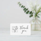 Carte De Visite Thank You Custom Logo Modern Script White (Debout devant)