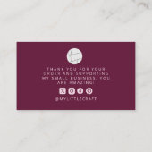 Carte De Visite Thank You Doodle Stars Cranberry Small Business  (Dos)