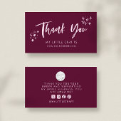 Carte De Visite Thank You Doodle Stars Cranberry Small Business 