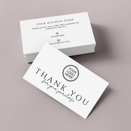 Carte De Visite Thank You for Your Purchase Packaging Inserts