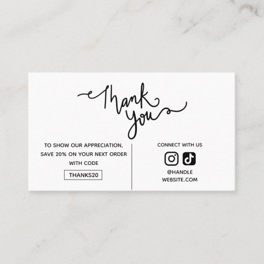 Carte De Visite Thank You Promo Code 2025 Social Media Your Logo (Devant)