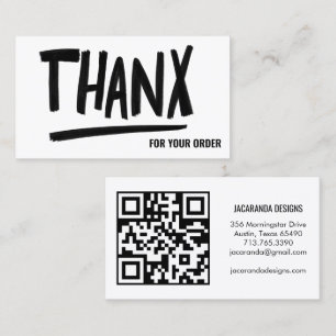 Carte De Visite THANX Brushstroke Merci pour votre commande QR Cod