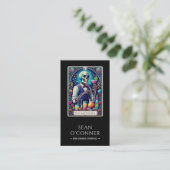 Carte De Visite The Bartender Tarot Skeleton QR Code Black (Debout devant)