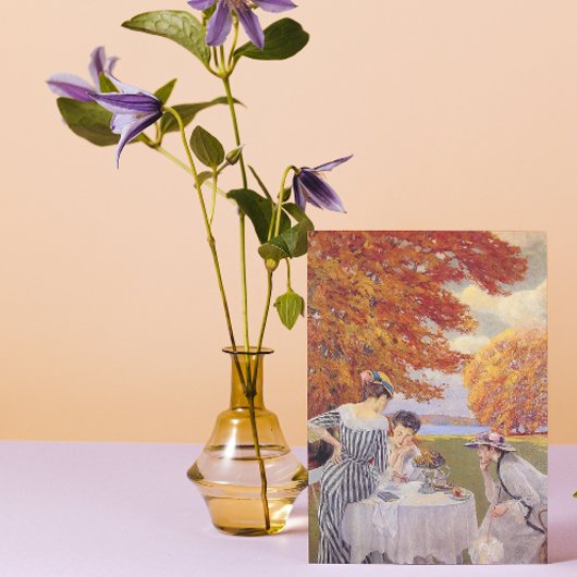 Carte De Visite Thé dans le jardin d'automne Art vintage