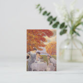 Carte De Visite Thé dans le jardin d'automne Art vintage (Debout devant)