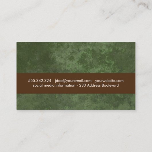 Carte De Visite Thé vert | Texture Brown verte (Dos)