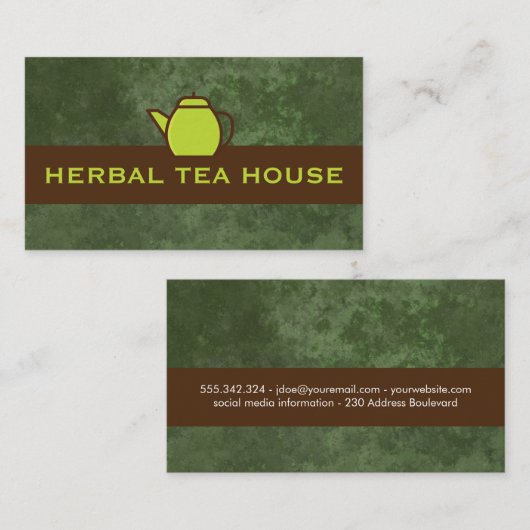 Carte De Visite Thé vert | Texture Brown verte (Devant / Derrière)