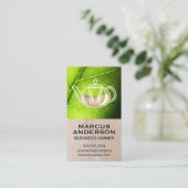 Carte De Visite Théière | Argile texture mur Feuille verte (Debout devant)