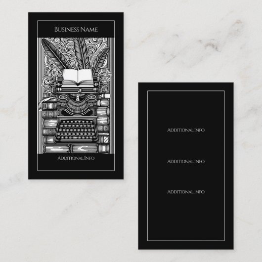 Carte De Visite Thème 3 de l'écrivain vintage (Devant / Derrière)