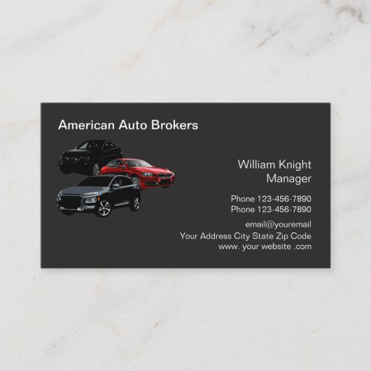 Carte De Visite Thème Auto Broker moderne (Devant)