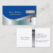 Carte De Visite Thème bleu Peintre professionnel qualifié (Devant / Derrière)