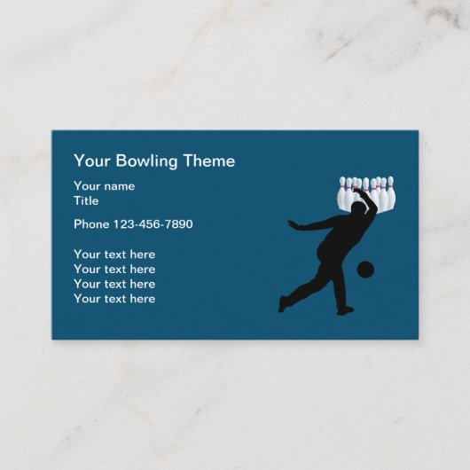 Carte De Visite Thème Bowling Unique (Devant)
