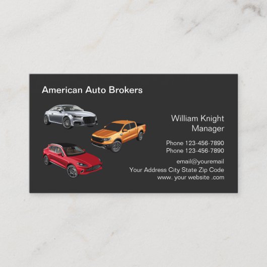 Carte De Visite Thème Budget Automotive Broker (Devant)
