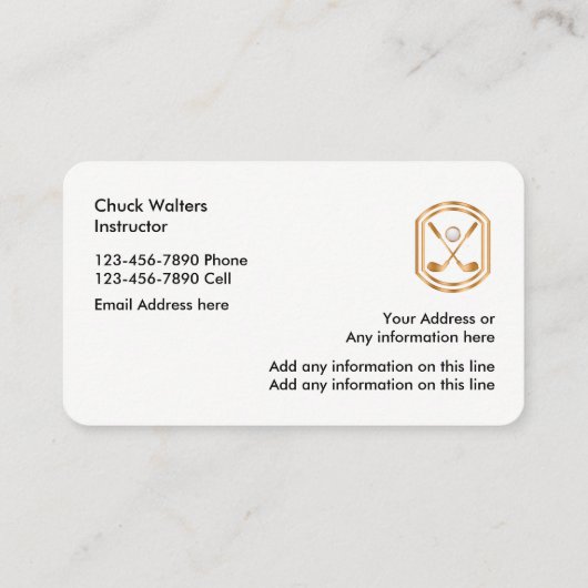 Carte De Visite Thème chic de golf (Dos)
