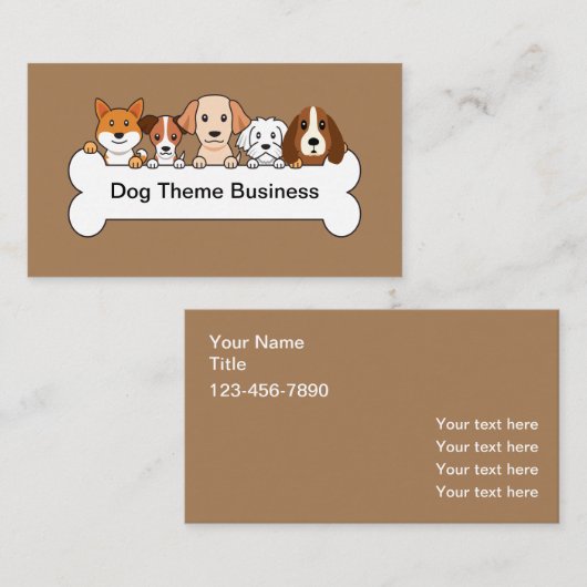 Carte De Visite Thème Chien de service pour animaux (Devant / Derrière)