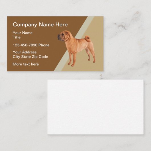 Carte De Visite Thème chinois Shar-Pei Chien (Devant / Derrière)