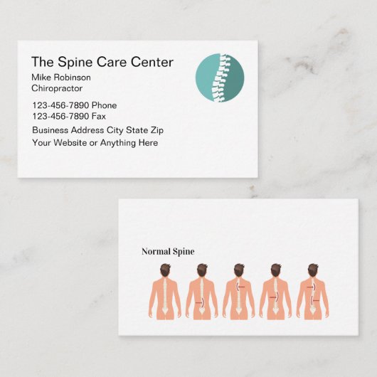 Carte De Visite Thème Chiropractor Spine Graphics (Devant / Derrière)