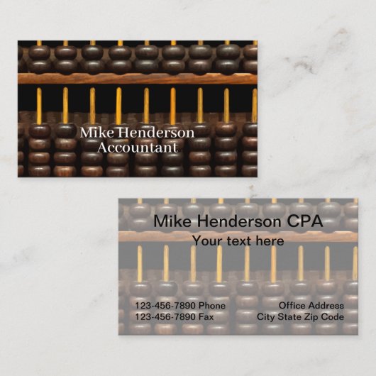 Carte De Visite Thème de comptable d'abaque (Devant / Derrière)