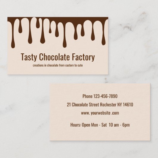 Carte De Visite Thème de confiseur de chocolat (Devant / Derrière)