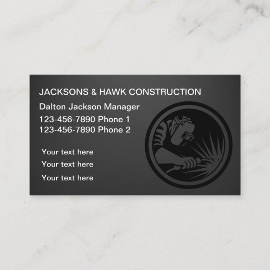 Carte De Visite Thème De Construction Classique Et Cool (Devant)