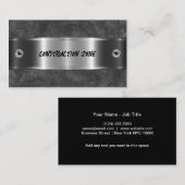 Carte De Visite Thème de construction cool Silver Metallo Look (Devant / Derrière)