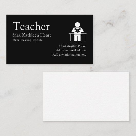 Carte De Visite Thème de cours particuliers de professeur (Devant / Derrière)