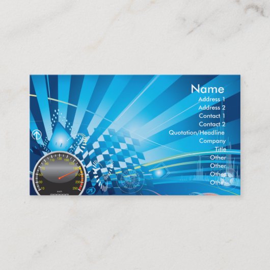 CARTE DE VISITE THÈME DE COURSES D'AUTOMOBILES (Devant)