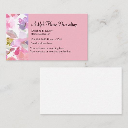 Carte De Visite Thème de décoration à la maison (Devant / Derrière)