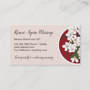 Carte De Visite Thème de fleurs de cerisier pour massage moderne